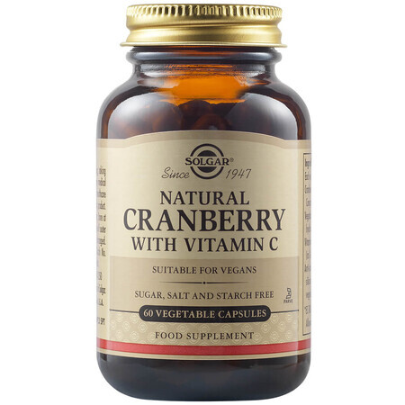 Natural cranberries with vitamin C, 60 capsules, Solgar