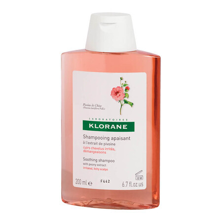 Shampoo met pioenroosextract voor de gevoelige en geïrriteerde hoofdhuid, 200 ml, Klorane