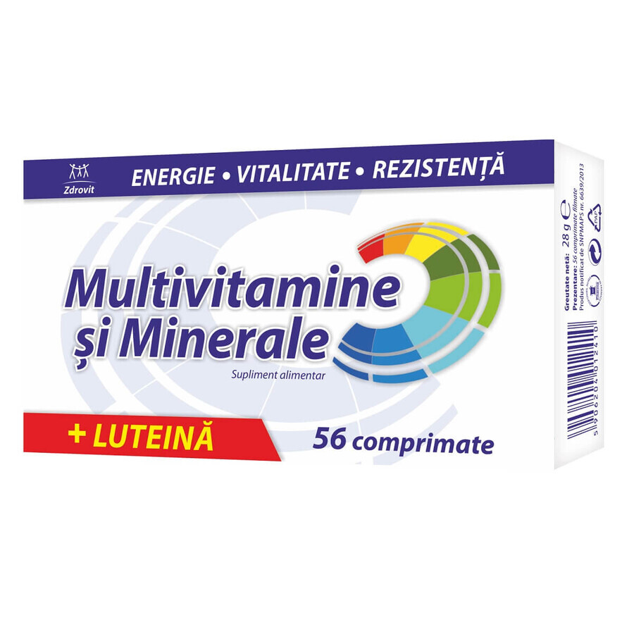 Multivitamines et minéraux + Lutéine, 56 comprimés Zdrovit