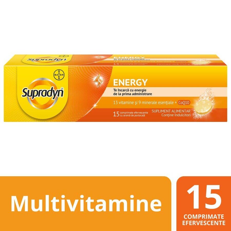 Supradyn Energy, Multivitamines, 15 comprimés effervescents, Bayer