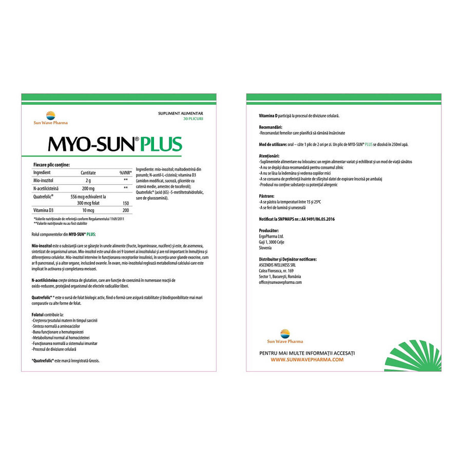 Myo-Sun Plus, 30 plicuri, Sun Wave Pharma