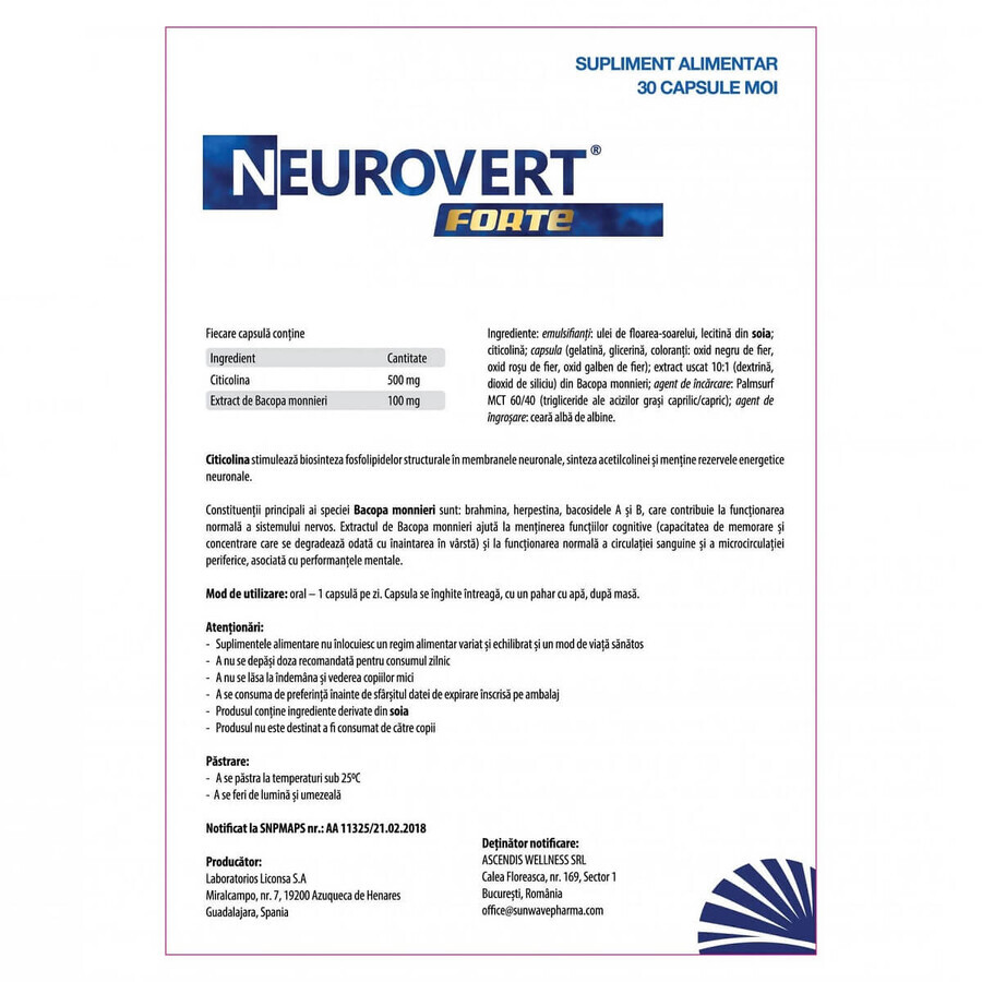 Neurovert Forte, 30 gélules, Sun Wave Pharma