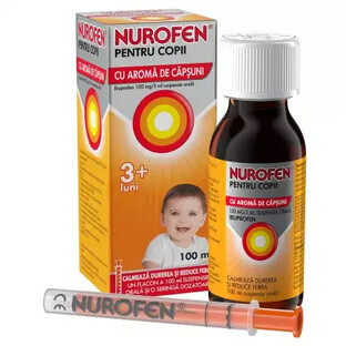 Nurofen 100 mg for children of 3+ months, strawberry flavour, 100 ml, Reckitt Benckiser Healthcare