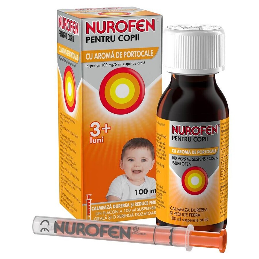 Nurofen 100mg voor kinderen van 3 maanden sinaasappelsmaak, 100 ml, Reckitt Benckiser Healthcare Beoordelingen