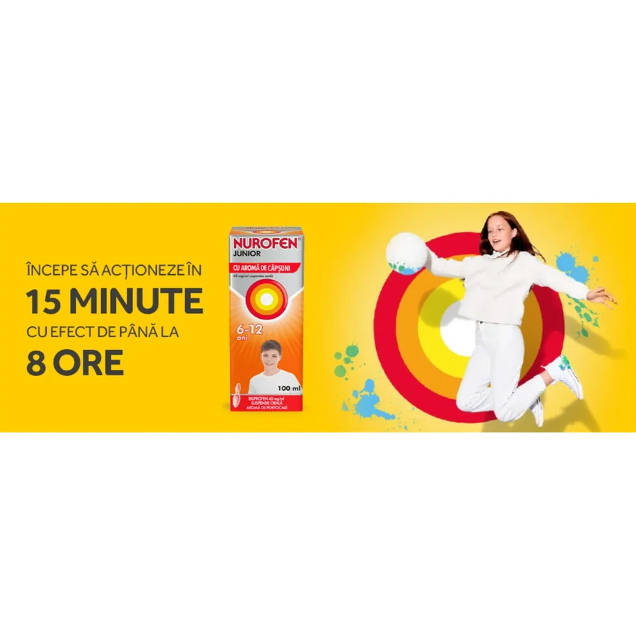 Nurofen Junior strawberry-flavoured, 6-12 years, 100 ml, Reckitt Benckiser Healthcare