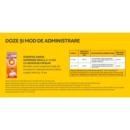 Nurofen Junior strawberry-flavoured, 6-12 years, 100 ml, Reckitt Benckiser Healthcare