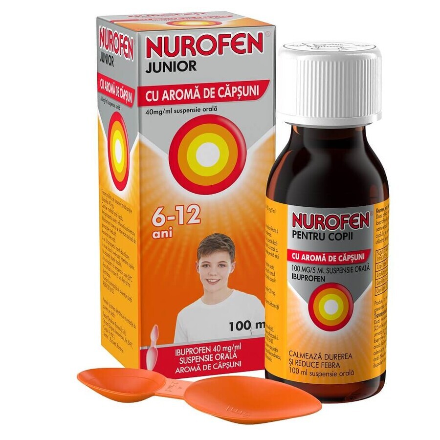 Nurofen Junior avec arôme de fraise, 6-12 ans, 100 ml, Reckitt Benckiser Healthcare Évaluations