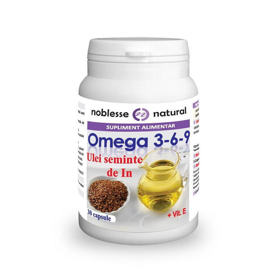 Omega 3-6-9 lijnzaadolie 500 mg en vitamine E, 30 capsules, Noblesse