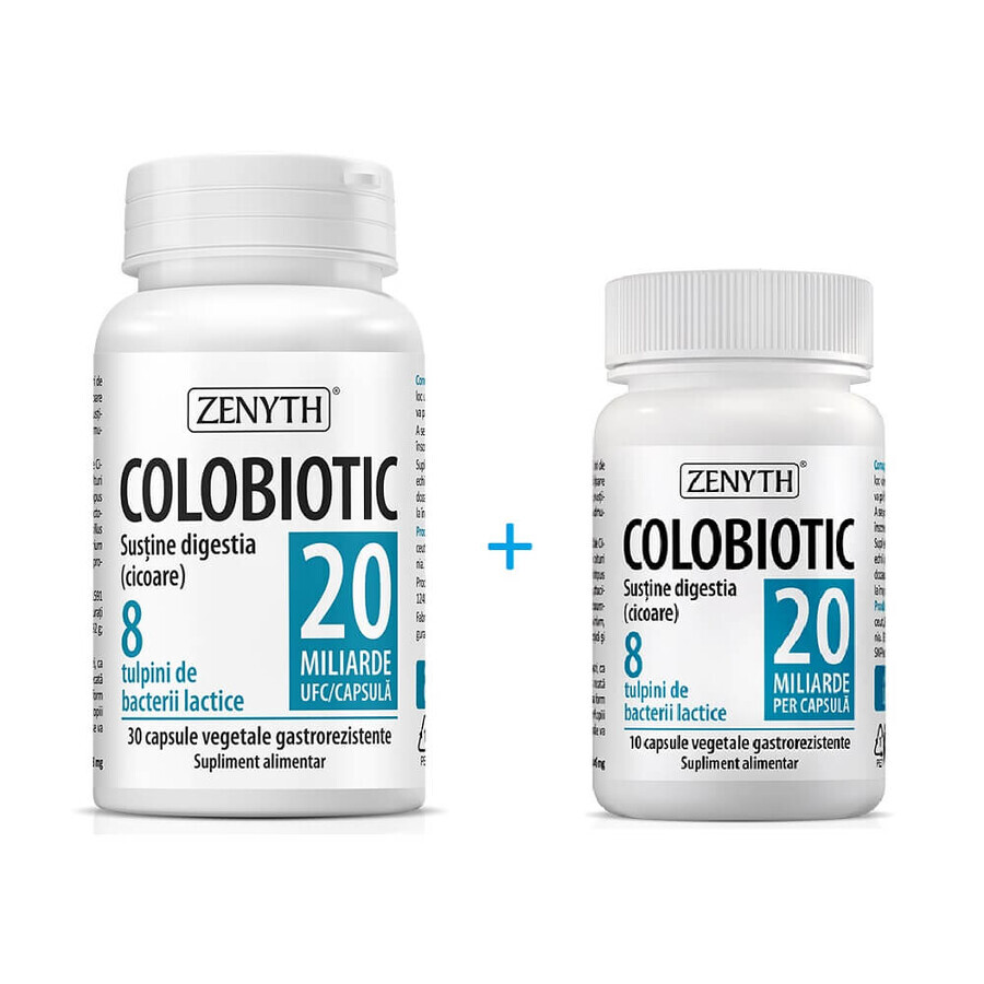 Confezione Colobiotic, probiotico 20 miliardi, 30 + 10 capsule, Zenyth