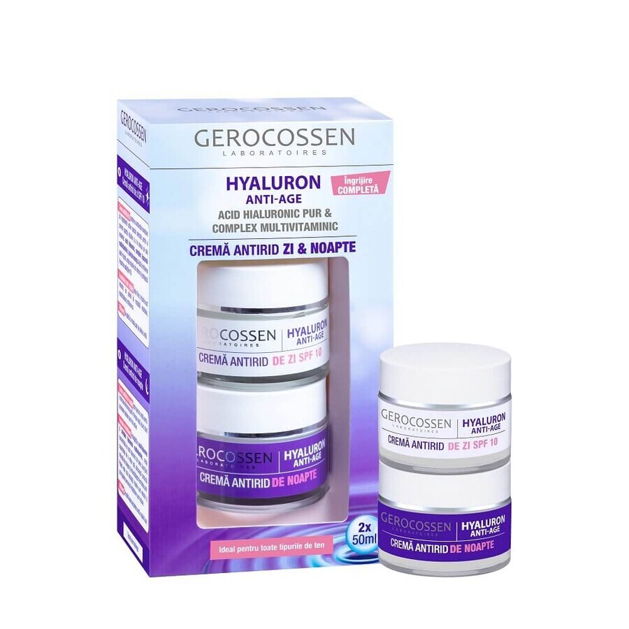 Anti-Falten Hyaluron Anti-Ageing Tages- und Nachtcreme Packung 2 x 50 ml, Gerocossen