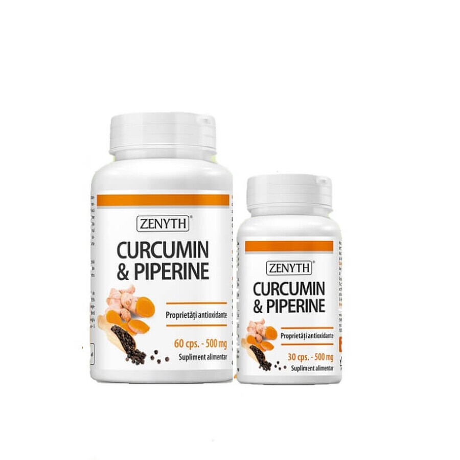 Curcumine &amp; Piperine pakket, 60 + 30 capsules, Zenyth