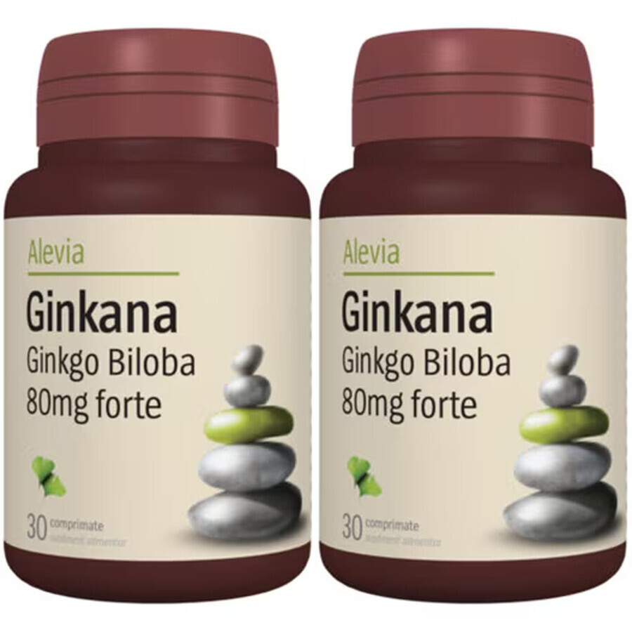Pak Ginkana Ginko Biloba Forte 80mg, 30 tabletten, Alevia (1+1)