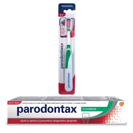 Parodontax Fluoride Tandpasta Set, 75 ml + Parodontax Tandenborstel, Extra Zacht, Gsk