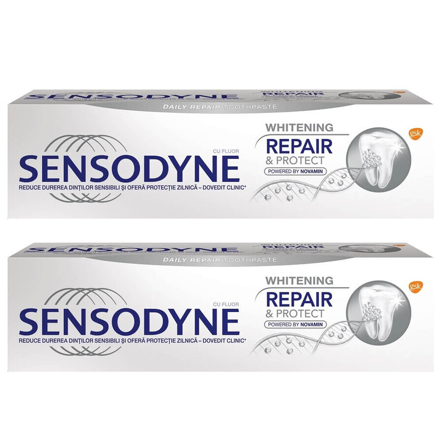 Pachet Pastă de dinți Whitening Repair & Protect Sensodyne, 75 ml + 75 ml, Gsk