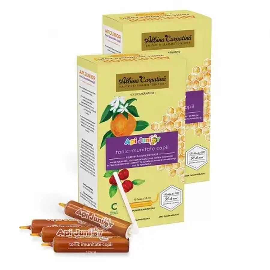 ApiJunior Children's Immunity Tonic Package, 20 ampoules + 10 ampoules, Carpathian Bee