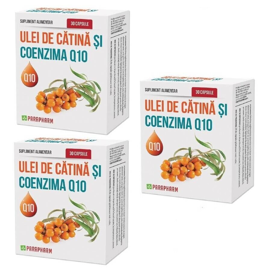 Pachet Ulei de Catină și Coenzima Q10, 30 capsule,  2+1, Parapharm