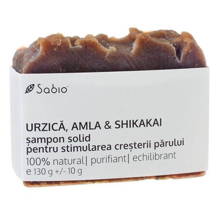 Shampoing Solide Pousse de cheveux Ortie Amla Shikakai, 130 g, Sabio