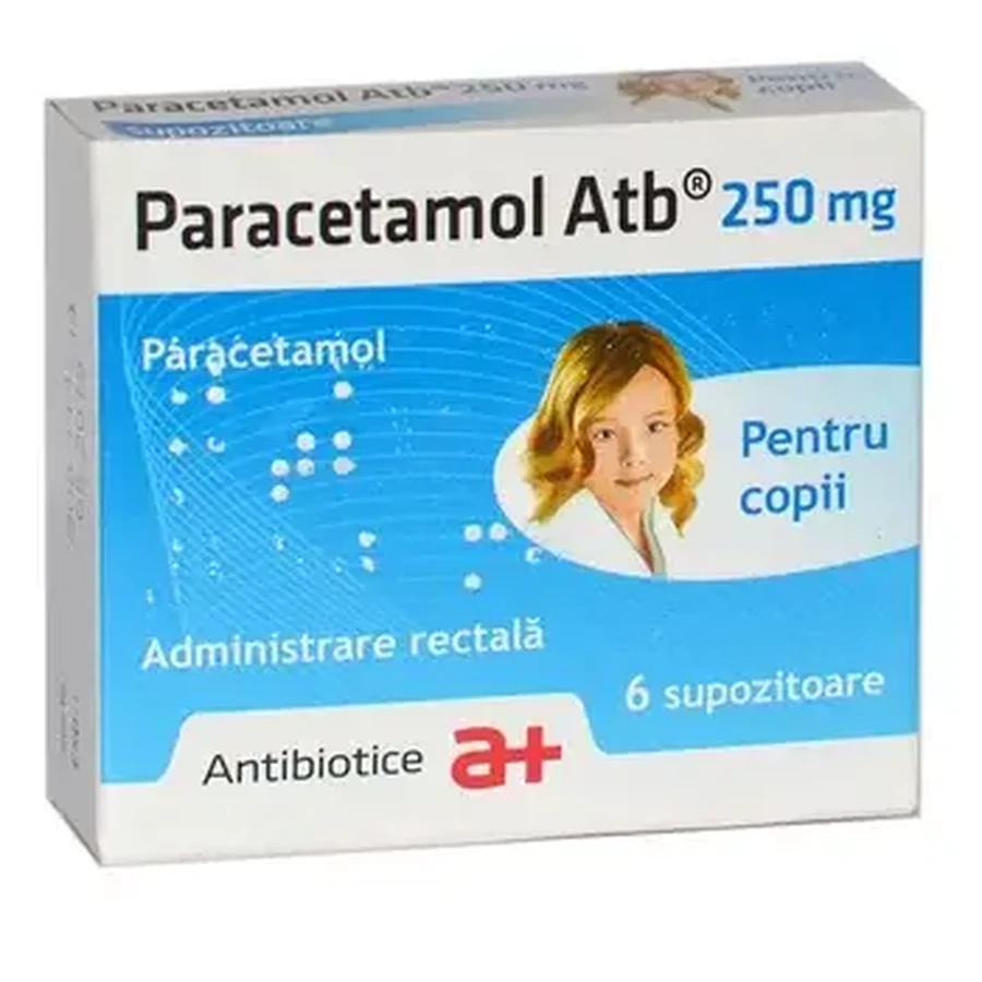  Paracetamol voor kinderen 250 mg, 6 zetpillen, Antibiotice SA