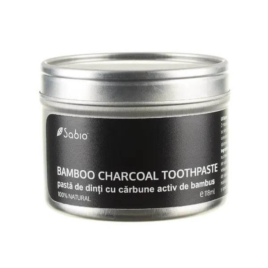 Dentifricio con carbone attivo di bambù, 118 ml, Sabio