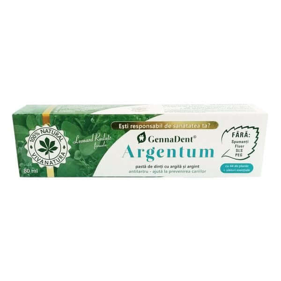 Dentifrice GennaDent Argentum, 80 ml, Vivanatura