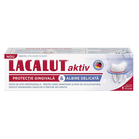Lacalut Aktiv Tandpasta Tandvleesbescherming en Gentle Whitening, 75 ml, Theiss Naturwaren