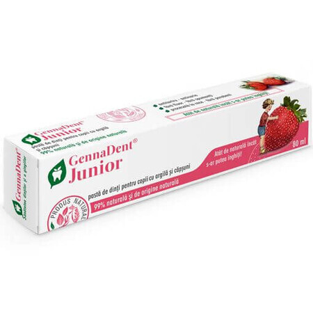 Dentifricio per bambini con argilla e fragole GennaDent Junior, 80 ml, Vivanatura