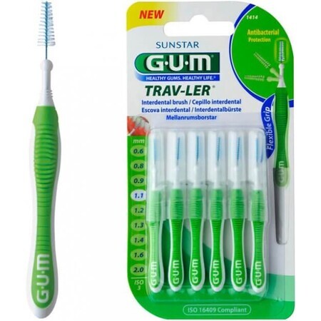 Brosses interdentaires Trav-Ler 1,1 mm, 6 pièces, Sunstar Gum