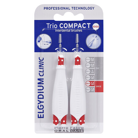 Brosse interdentaire Trio Compact, Large, 2 pièces, Elgydium