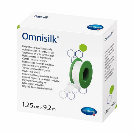 Hypoallergenes Pflaster auf Seidenunterlage mit gezackten Kanten Omnisilk (900418), 1,25cmx9,2m, Hartmann