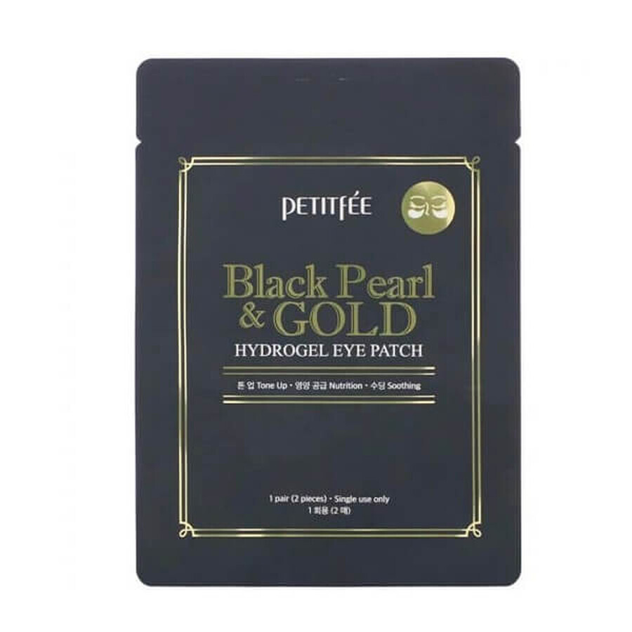 Plasturi pentru ochi cu pulbere de perle negre si aur, 2 bucati x 2 g, Petitfee