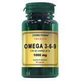 Premium Omega 3-6-9 1000mg Lijnzaadolie, 60 capsules, Cosmopharm