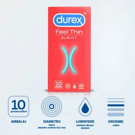 Condoom Feel Thin Slim Fit, 10 stuks, Durex