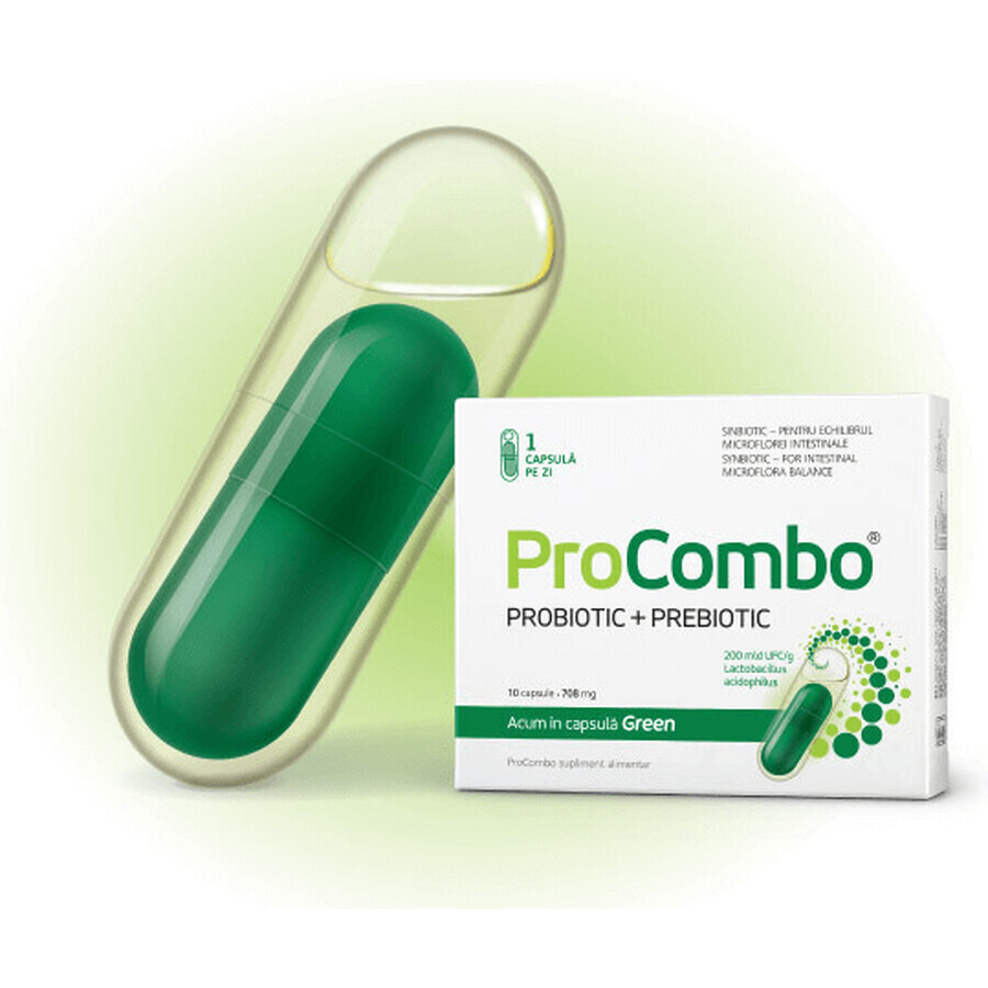 ProCombo Probiotique + Prébiotique pour la santé intestinale, 10 capsules, Vitaslim Évaluations