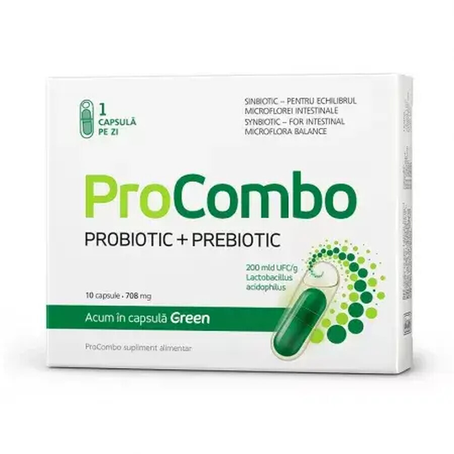 ProCombo Probiotic + Prebiotic for intestinal flora balance, 10 capsules, Vitaslim