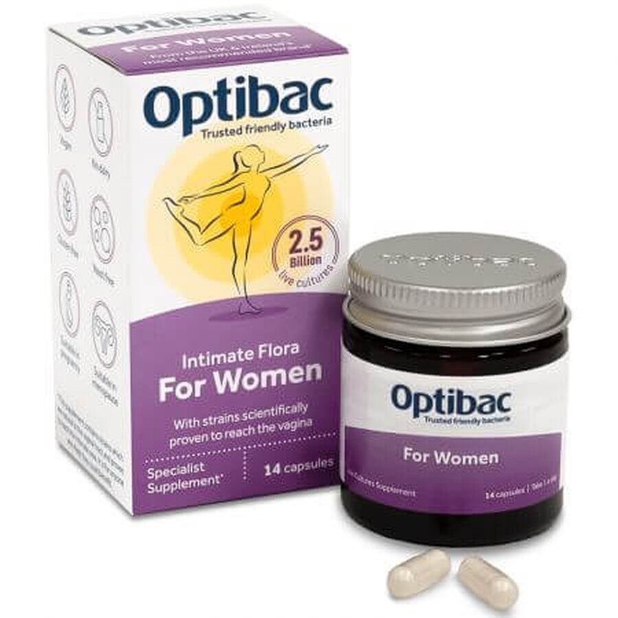 Probiotico per la flora vaginale, 14 capsule, OptiBac