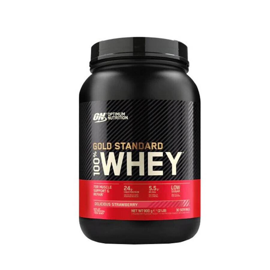 Wei-eiwit Gold Standard Capsuni, 908 g, Optimum Nutrition