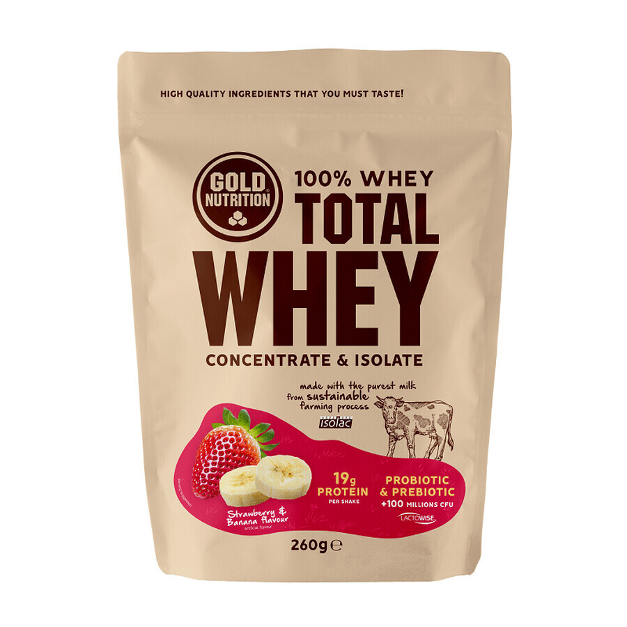Total Whey Protein Powder Fraise et Banane, 260g, Gold Nutrition