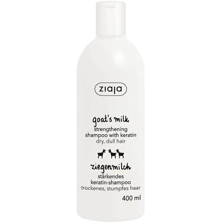 Shampooing fortifiant pour les cheveux au lait de chèvre et à la kératine, 400 ml, Ziaja