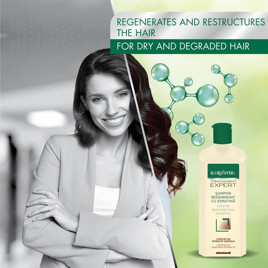 Regenererende shampoo met keratine Gerovital Expert Treatment, 400 ml, Farmec