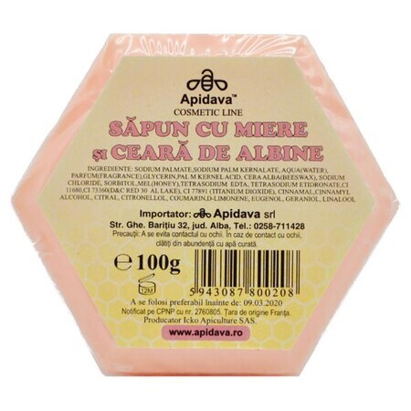 Savon au miel et à la cire d'abeille, 100 g, Apidava