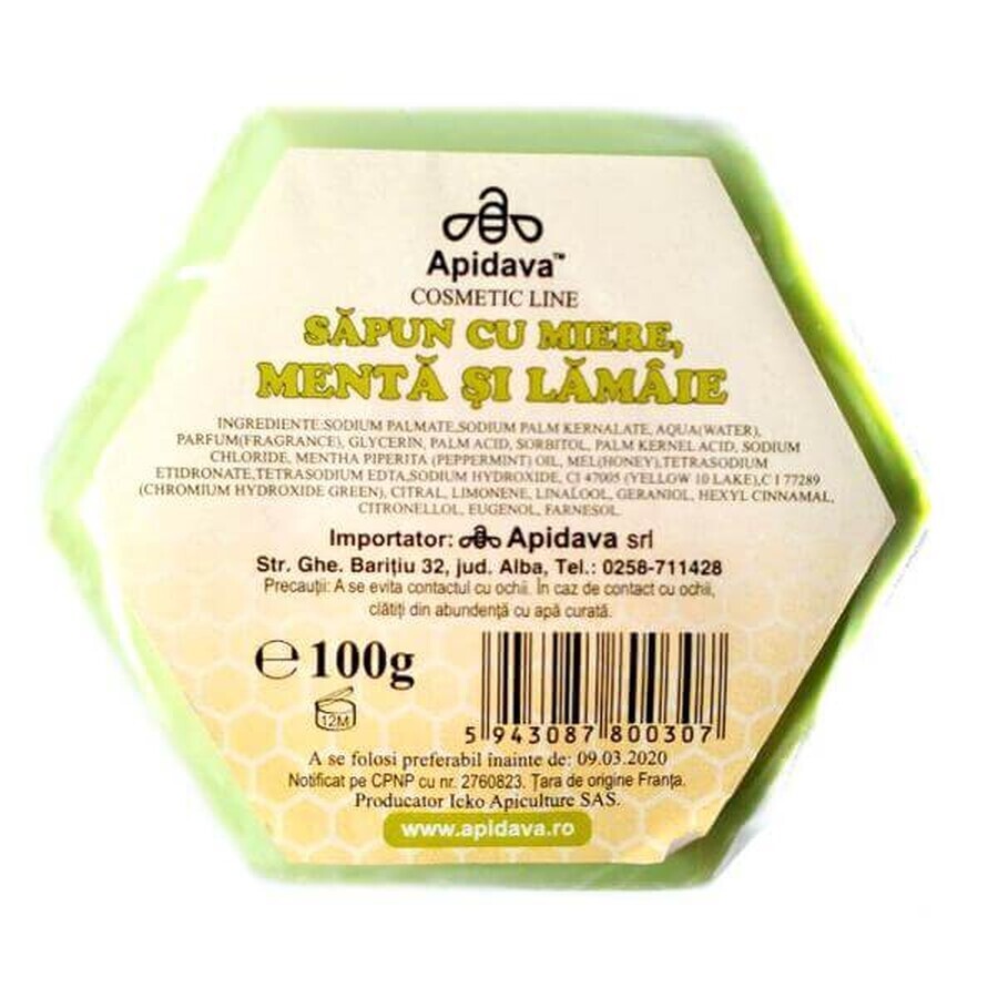 Savon au miel, à la menthe et au citron, 100 g, Apidava