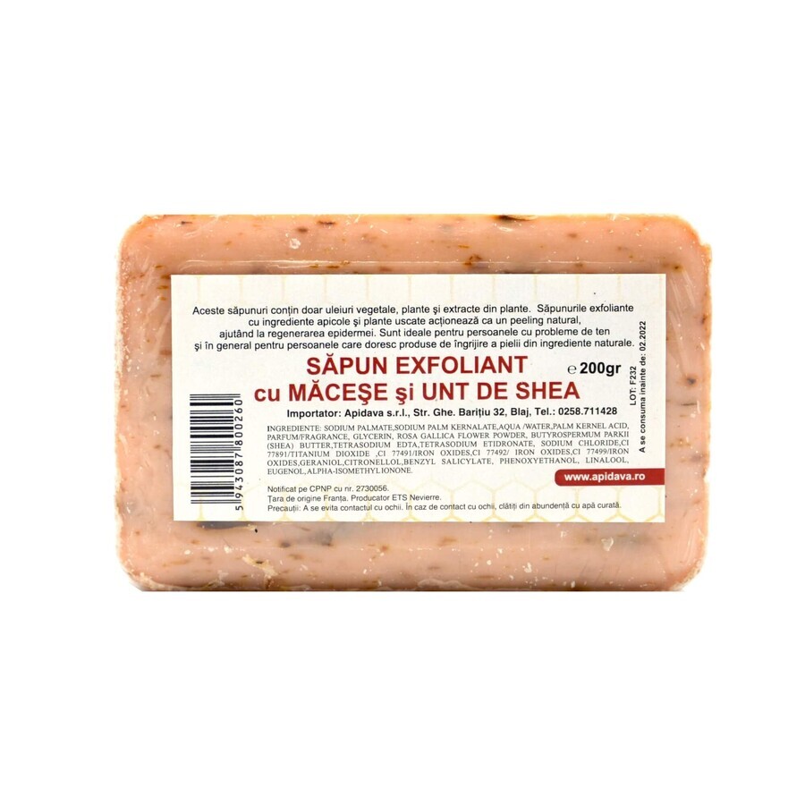 Savon exfoliant au macis et au beurre de karité, 200 g, Apidava