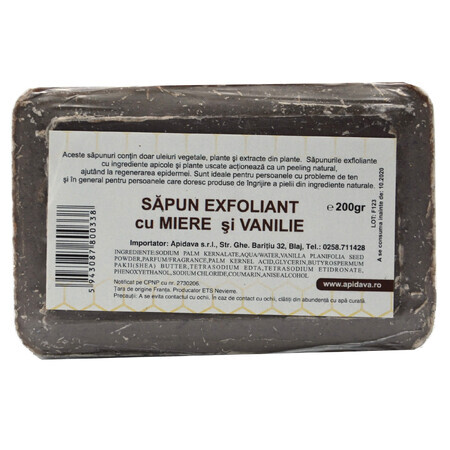 Savon exfoliant au miel et à la vanille, 200 g, Apidava