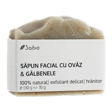 Sapone viso naturale con avena e calendule, 130 g, Sabio