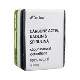 Savon naturel détoxifiant au charbon actif, au kaolin et à la spiruline, 130 g, Sabio