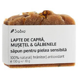 Natuurlijke zeep voor de gevoelige huid met geitenmelk, kamille en goudsbloem, 130 g, Sabio