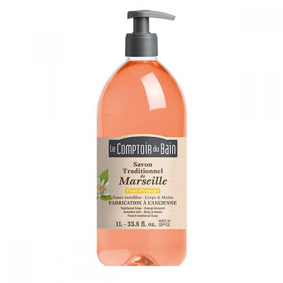 Traditionele Marseille-zeep met sinaasappelbloesemgeur, 1000 ml, Le Comptoir du Bain