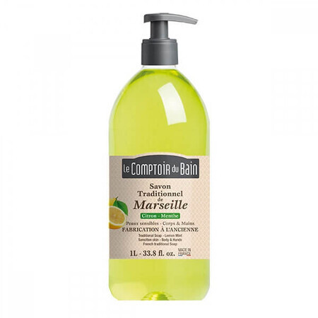 Traditionele Marseille-zeep met citroen-muntgeur, 1000 ml, Le Comptoir du Bain