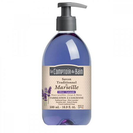 Traditionele Marseille-zeep met lavendel-masmijngeur, 500 ml, Le Comptoir du Bain