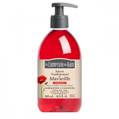 Traditionele Marseille-zeep met papavergeur, 500 ml, Le Comptoir du Bain